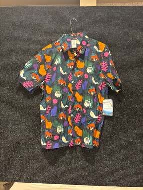 NWT Disney Little Mermaid Men's Button Down Short Sleeved Shirt L